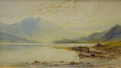 Emil Krause (1871-1945), watercolour, Windermere, 16 x 29cm. Condition - fair to good